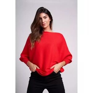 Vintage 90s Y2K Joseph A. Ribbed Dolman Red Sweater – Medium - Holiday Christmas